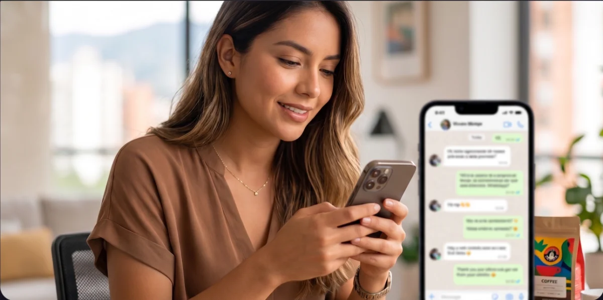 A sales rep using WhatsApp with Cooby Sales Agent qualification context